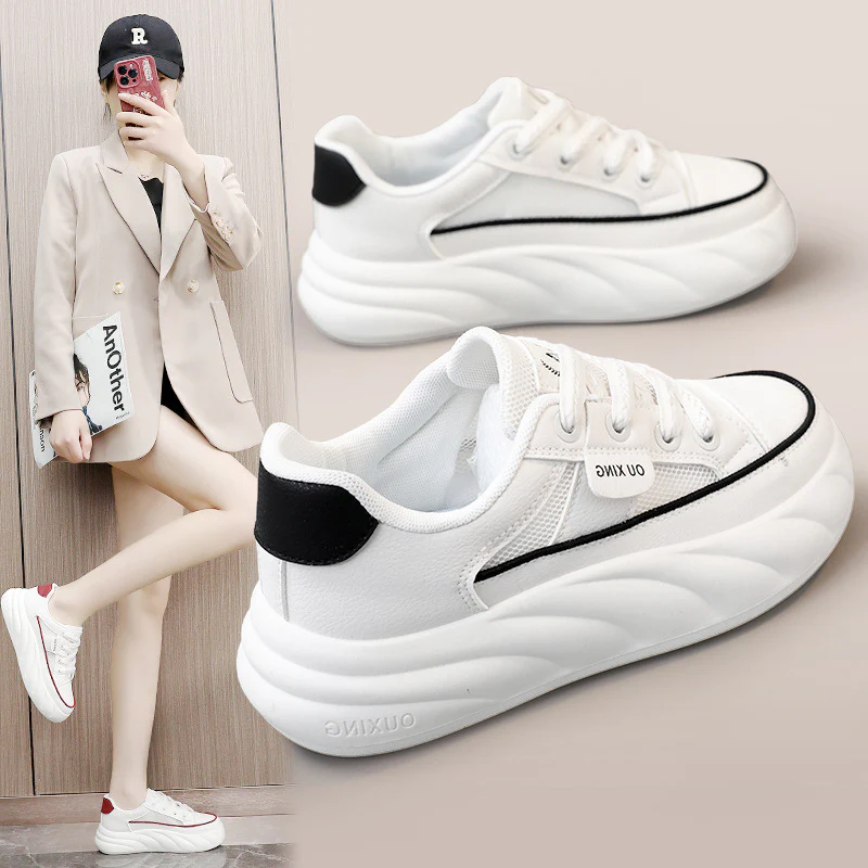 Damen trendige Chunky Sneakers mit hochgezogener Sohle und atmungsaktivem Obermaterial Heidi Mode
