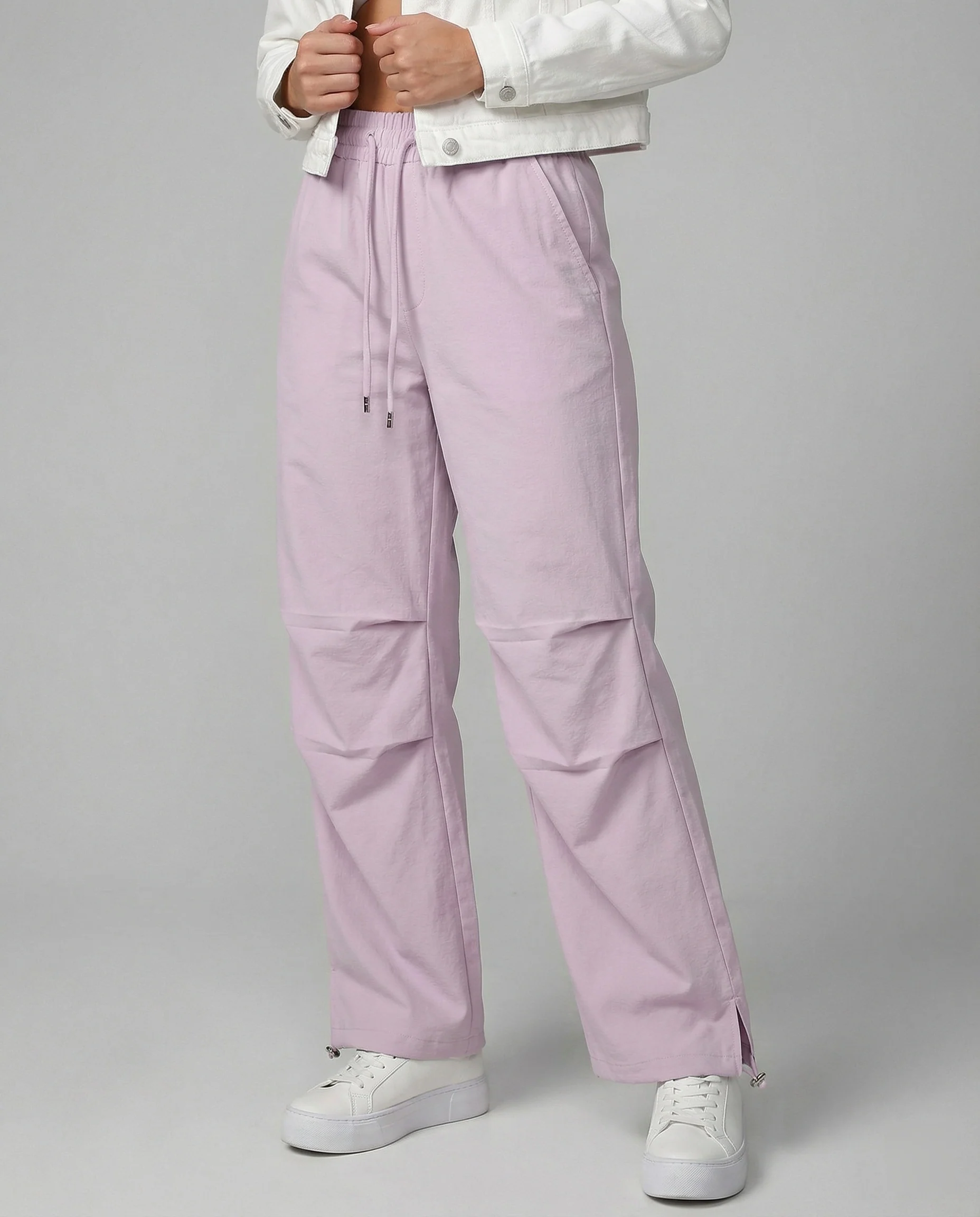 Damen nan ultraleichte Freizeit-Hose mit hohem Elastikbund, Kordelzug und verstellbarem Beinabschluss Heidi-Mode
