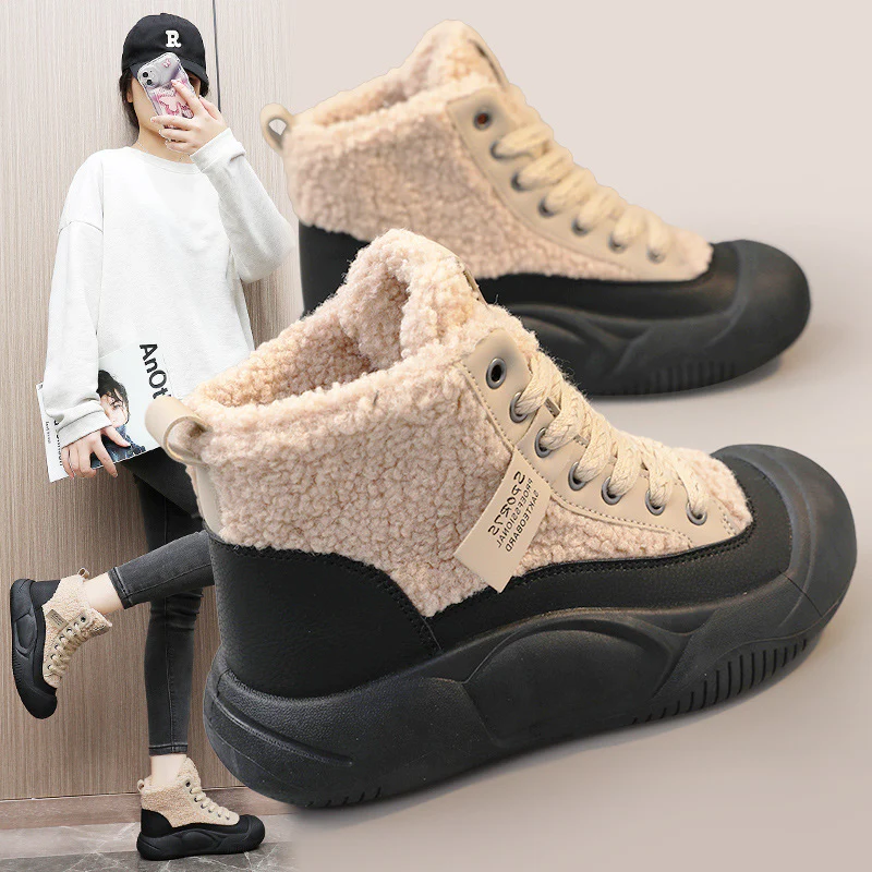 Damen warme High-Top Stiefel mit kuscheligem Innenfutter und rutschfester Sohle Heidi Mode