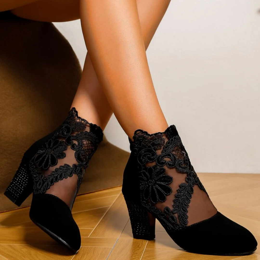 Heidi-Mode | Bestickte High-Heel-Stiefel - Trendy Footwear