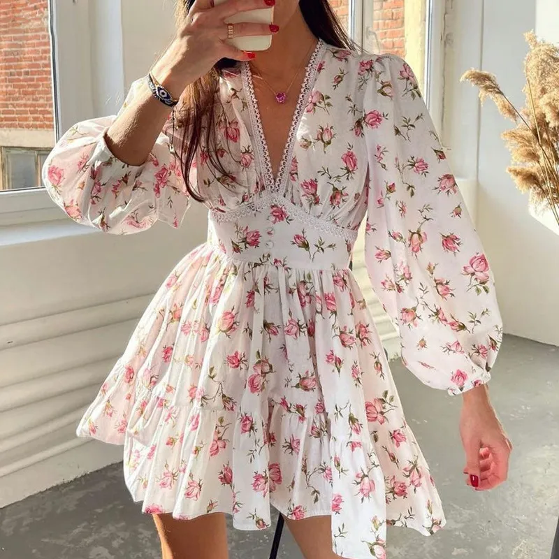 Heidi-Mode | Blumiges Sommerkleid mit Langen Ärmeln für Damen