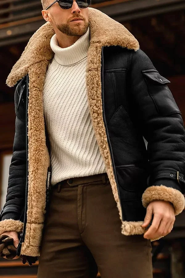 Heidi-Mode | Camel Stilvolle Fliegende Lederjacke für Männer