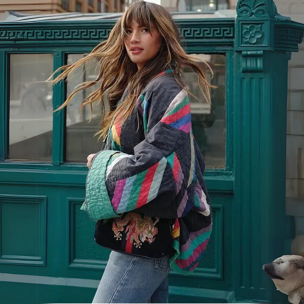 Heidi-Mode | Damen Kimono Jacke Regenbogen Elegant und Bequem