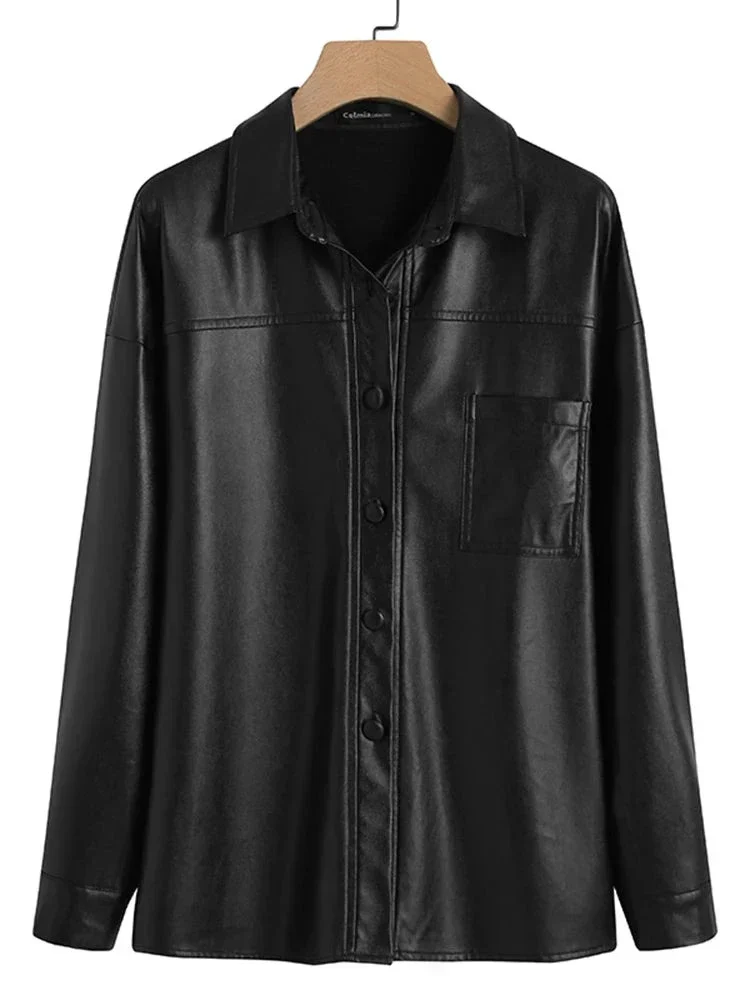 Heidi-Mode | Damen Kunstlederjacke mit Langen Ärmeln