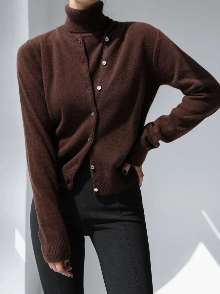 Heidi-Mode | Damen Strick-Cardigan und Rollkragenpullover Set