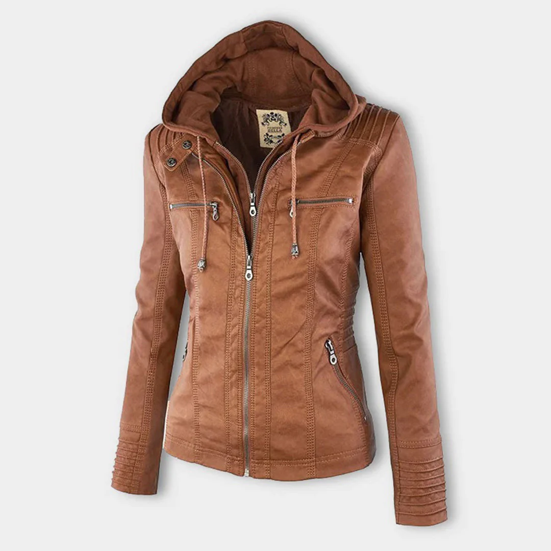 Heidi-Mode | Doppelgefütterte Damen Lederjacke mit Kapuze