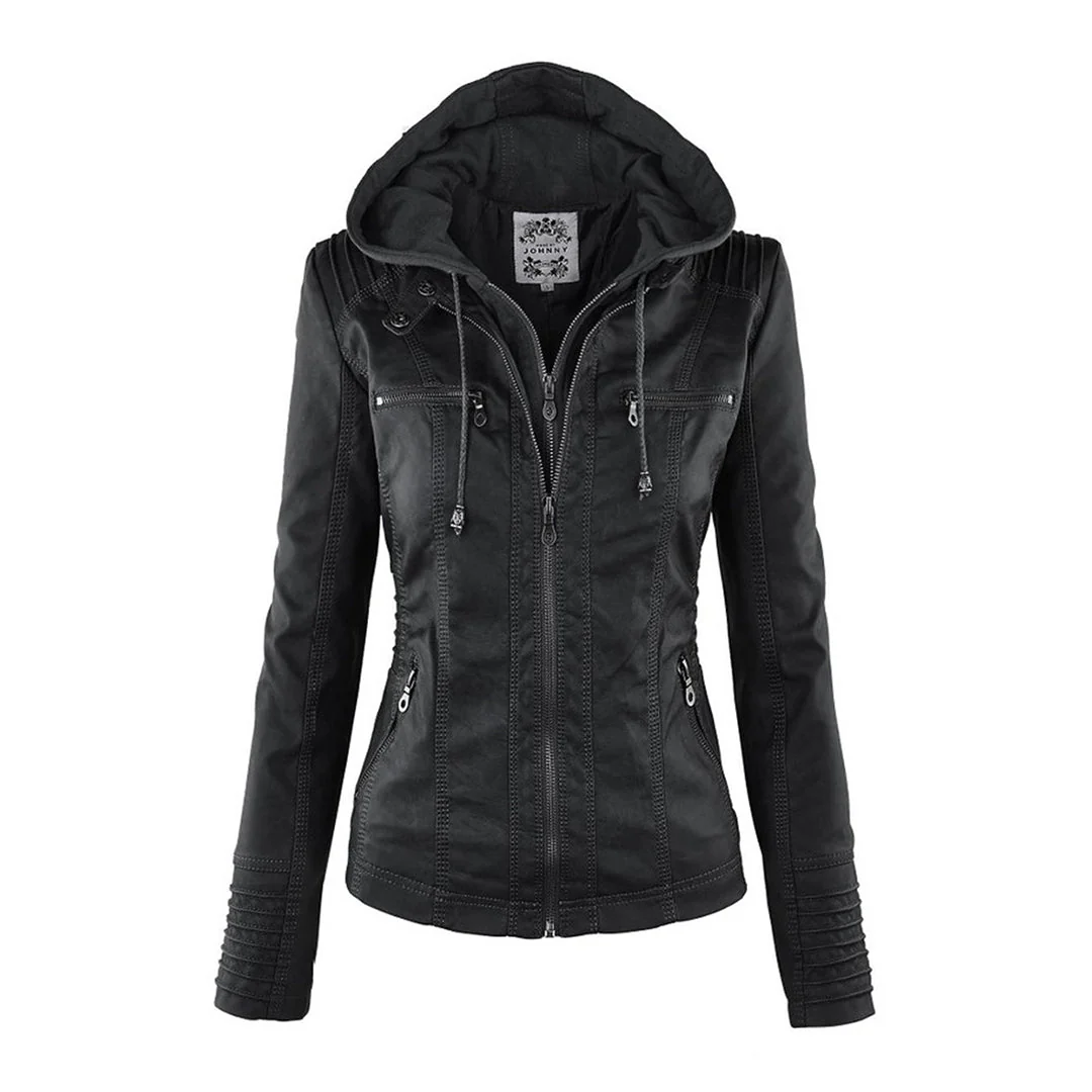 Heidi-Mode | Doppelgefütterte Damen Lederjacke mit Kapuze - Image 20