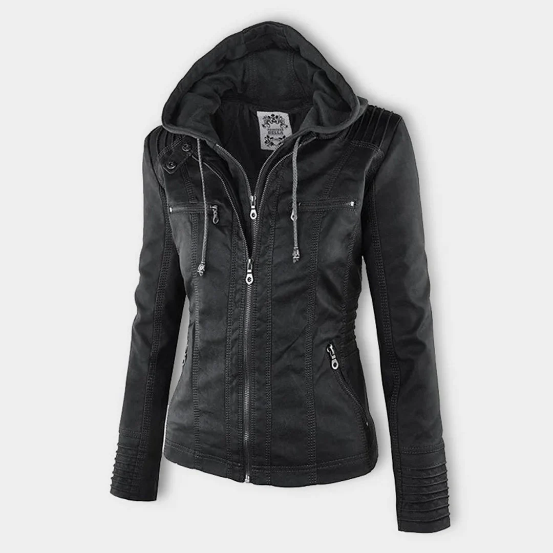 Heidi-Mode | Doppelgefütterte Damen Lederjacke mit Kapuze - Image 4
