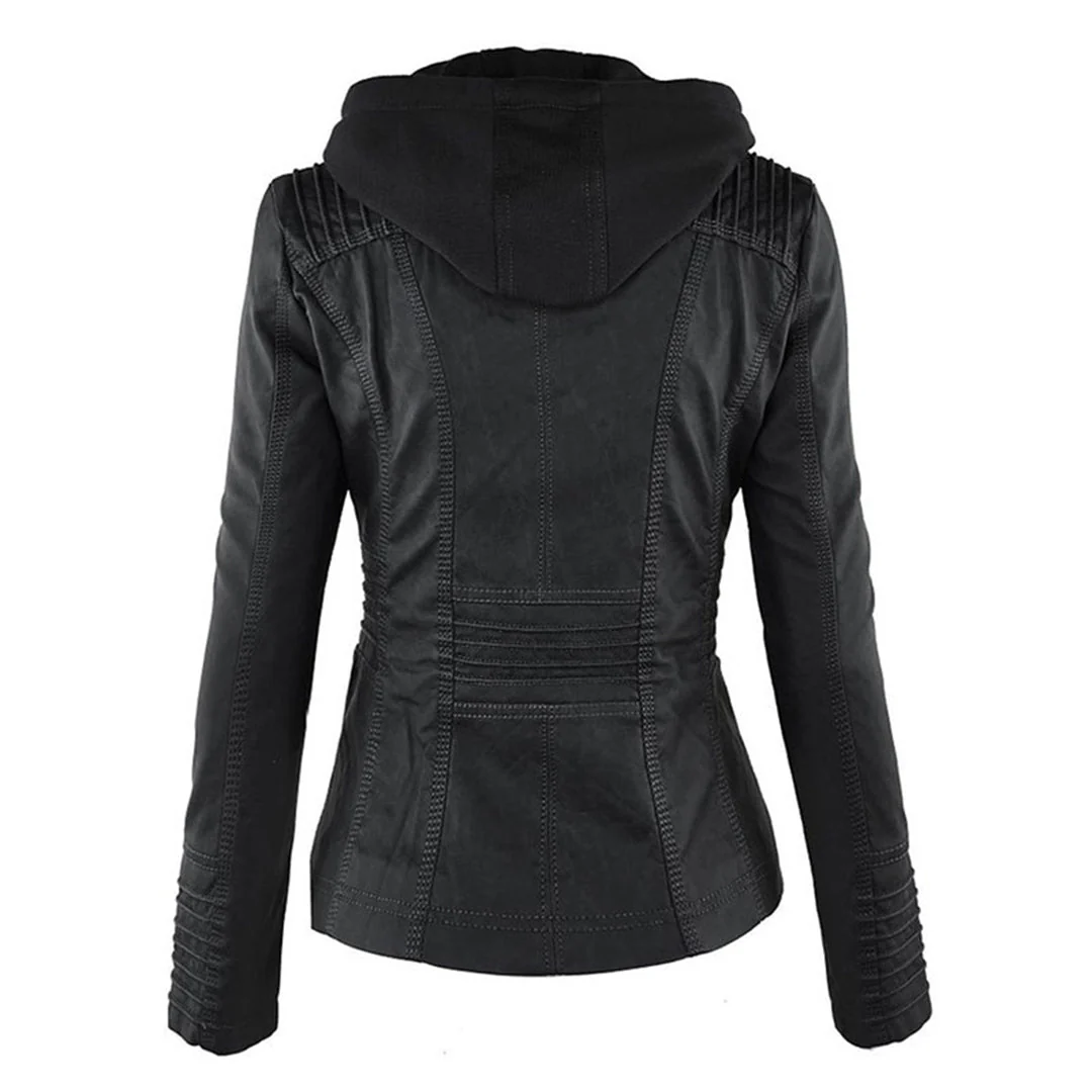 Heidi-Mode | Doppelgefütterte Damen Lederjacke mit Kapuze - Image 6