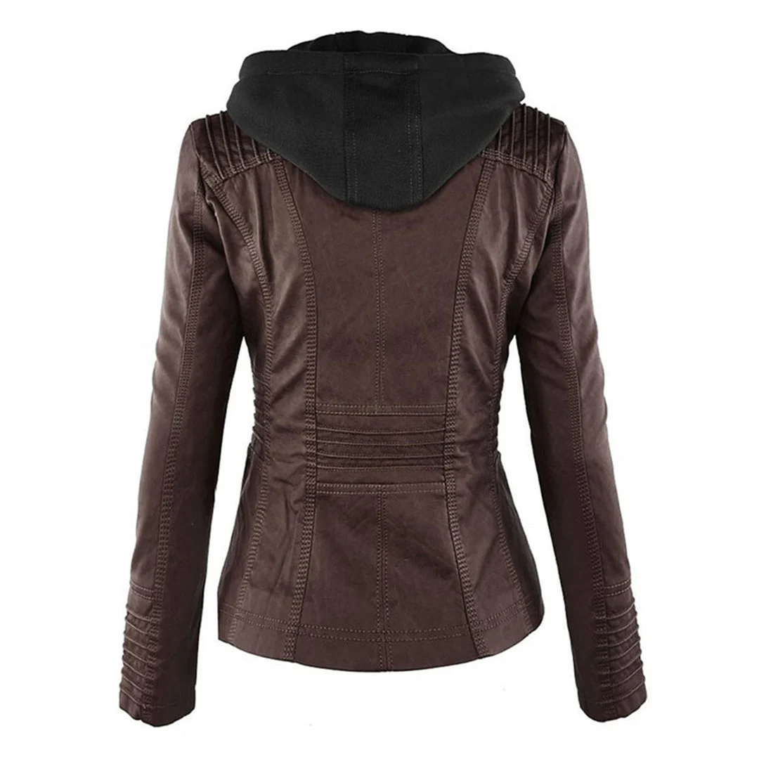 Heidi-Mode | Doppelgefütterte Damen Lederjacke mit Kapuze - Image 8