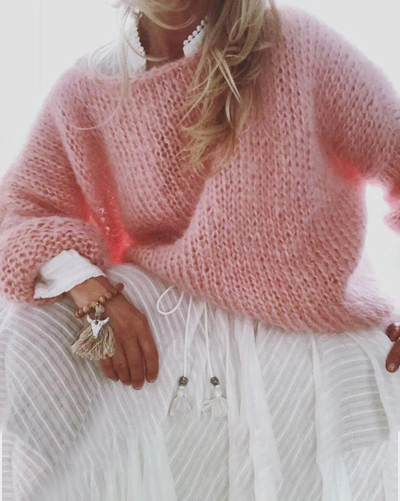 Heidi-Mode | Einfarbiger Lockerer Freizeitpullover