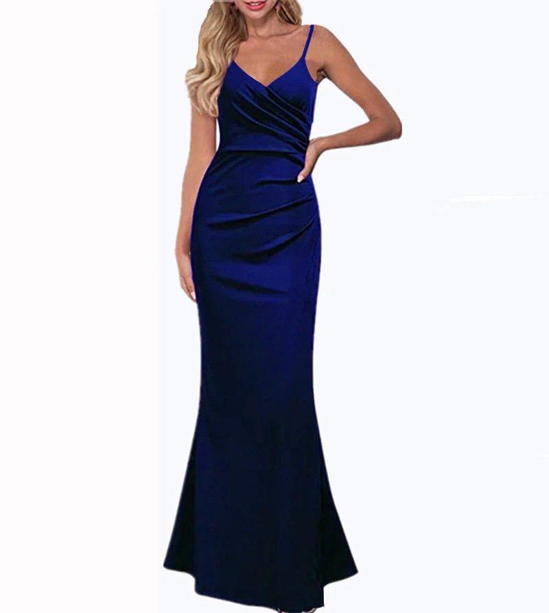 Heidi-Mode | Einfarbiges Slim Fit Fließendes Maxikleid - Image 9