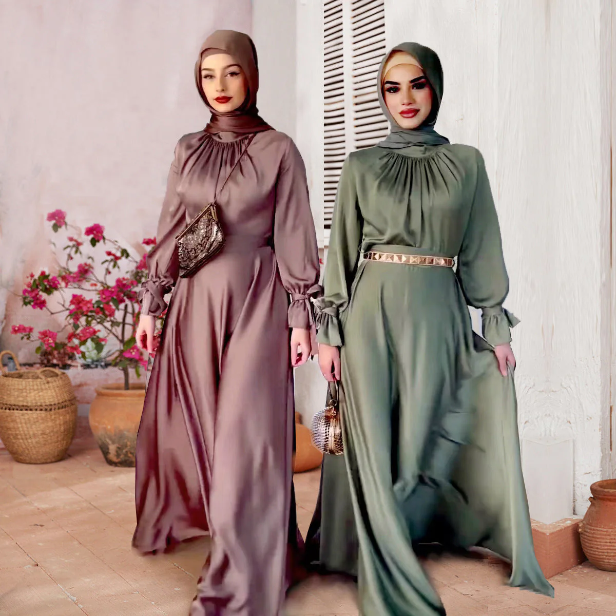 Heidi-Mode | Elegant Satin Gebundenes Kleid