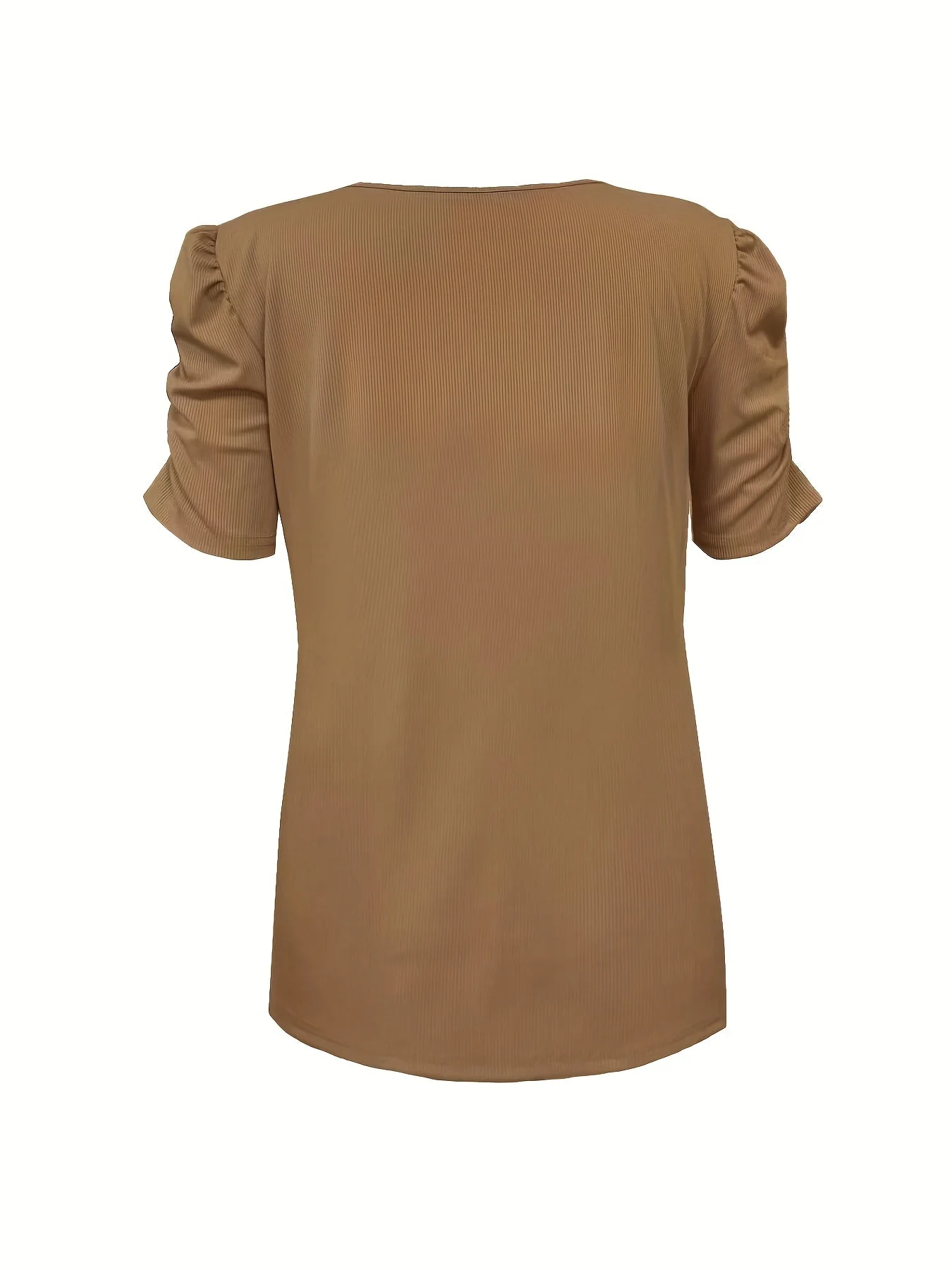 Heidi-Mode | Elegantes Geripptes V-Ausschnitt T-Shirt für Damen