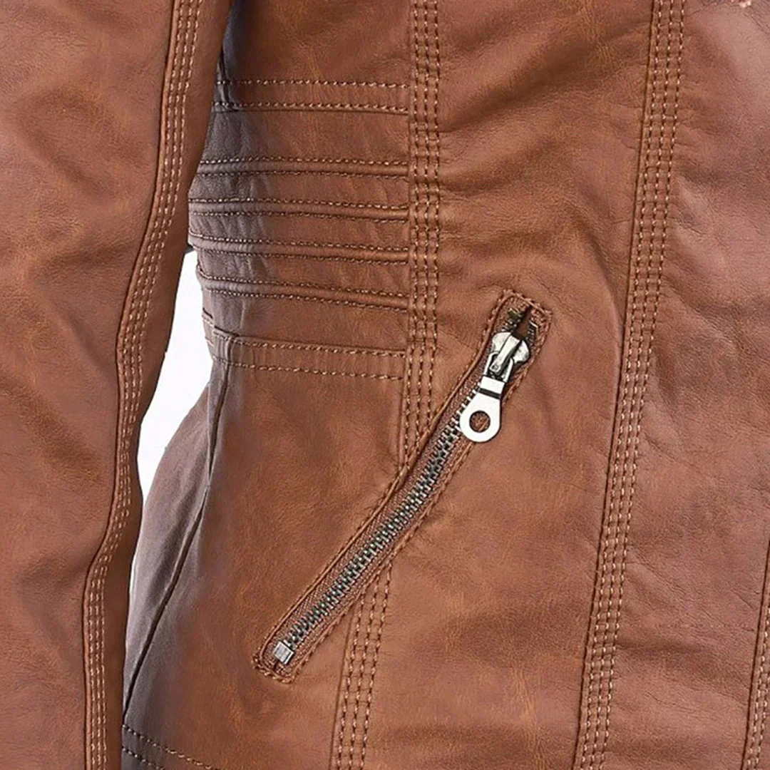 Heidi-Mode | Elegantes Motorradjacke mit Kapuze Aus Hochwertigem Leder - Image 9