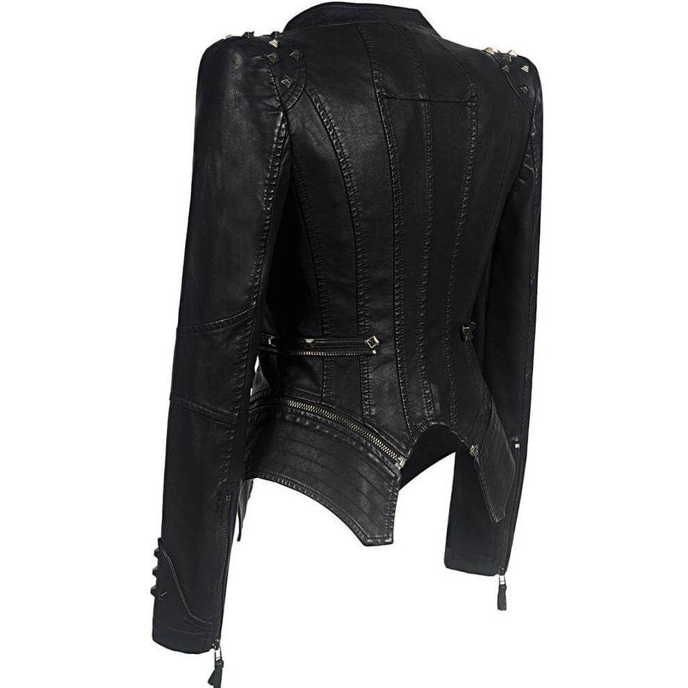 Heidi-Mode | Damen Nieten PU Lederjacke