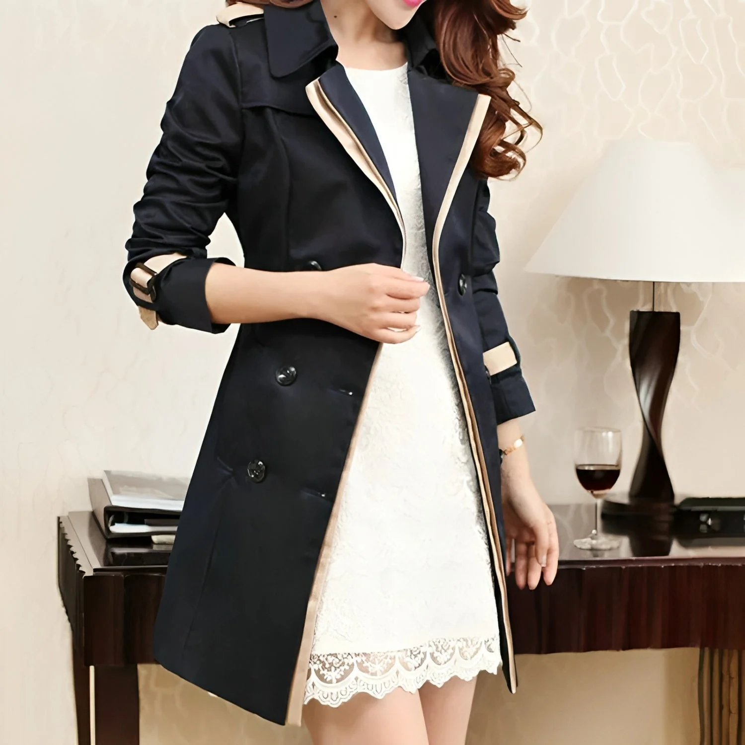 Heidi-Mode | Damen Doppelt-knöpfiger Trenchcoat