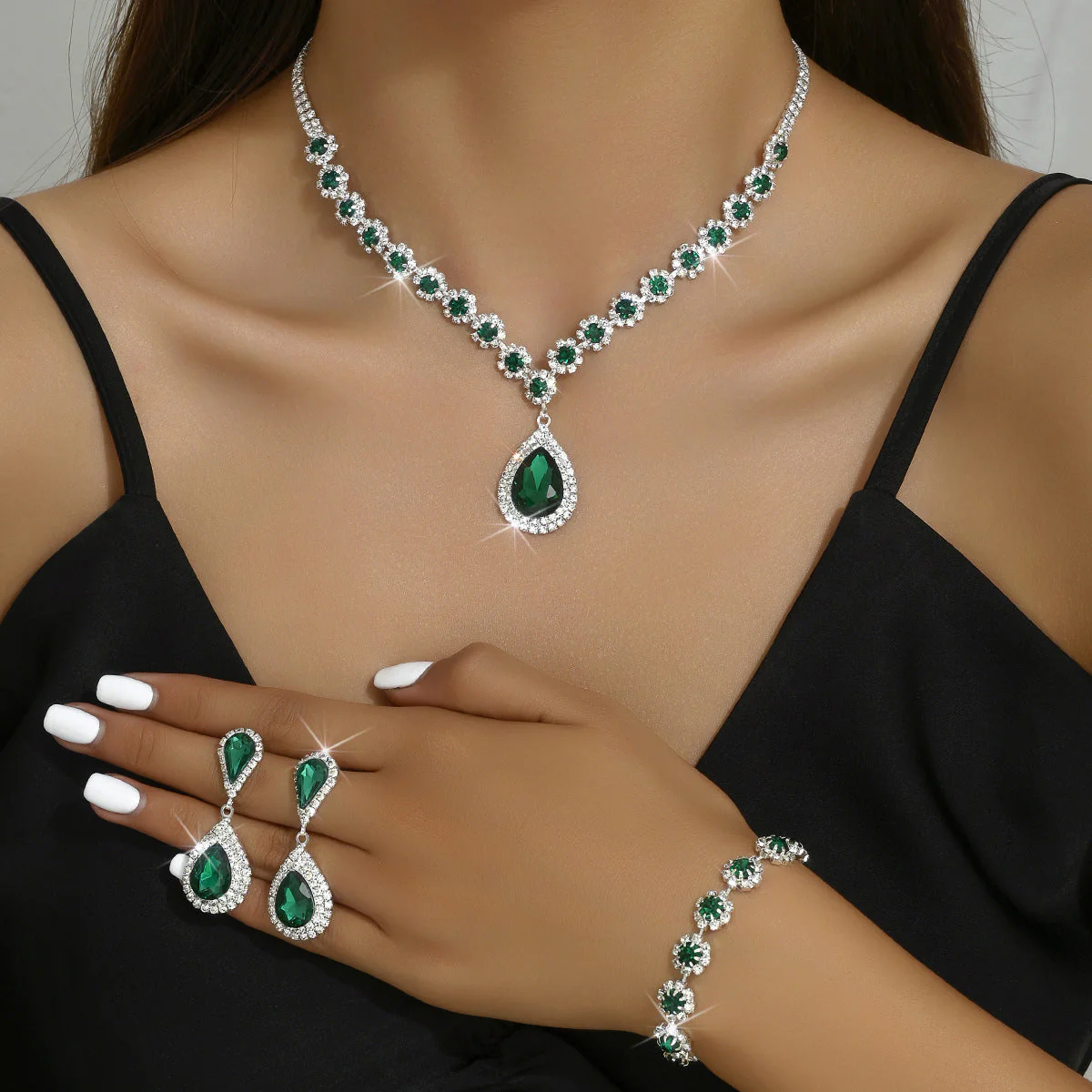 Heidi-Mode | Galvanisiertes Strass-Schmuckset
