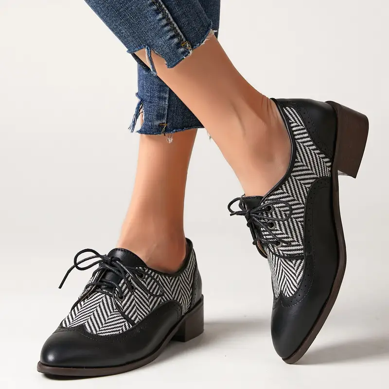 Heidi-Mode | Gestreifte Schnürschuhe Aus Leder für Damen