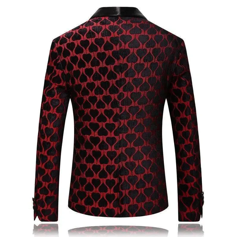 Heidi-Mode | Herren Blazer - Roter Reverskragen Smoking Blazer