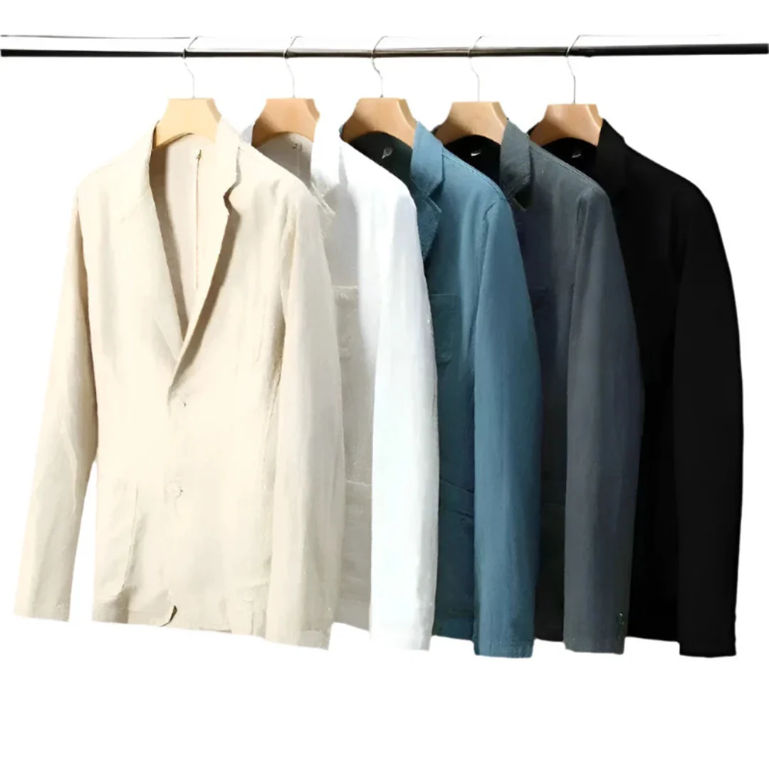 Heidi-Mode | Herren Eleganter Italienischer Leinenblazer Charmante Jacke für Männer