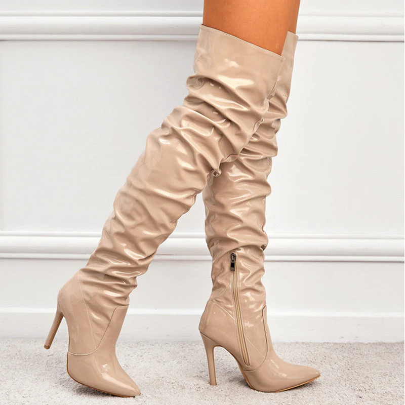Heidi-Mode | Kniehohe Lange Stiefel für Frauen mit Super Hohem Absatz für Partys