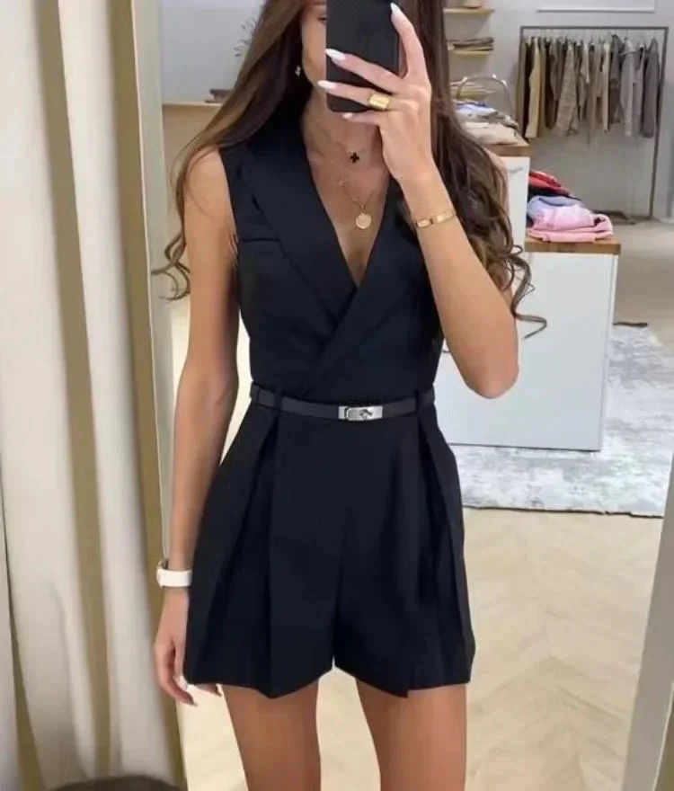 Heidi-Mode | Kurzer Eleganter Ärmelloser Jumpsuit
