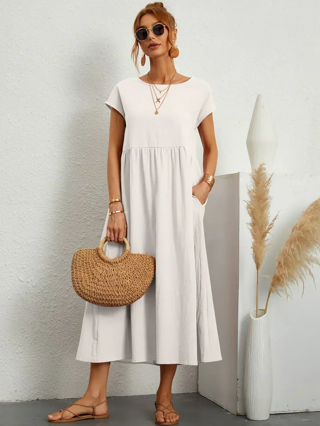 Heidi-Mode | Casual Elegant Baumwolle und Leinenkleid - Image 3
