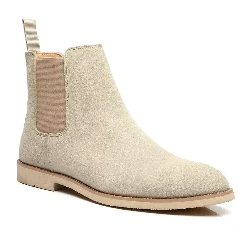 Heidi-Mode | Luxe Kalb Wildleder Chelsea Boots mit Leder Innensohle