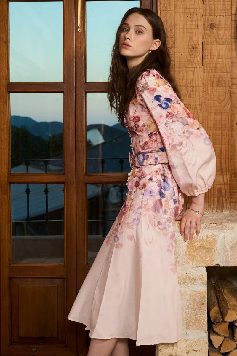 Heidi-Mode | Midi Hemdkleid mit Blumendruck