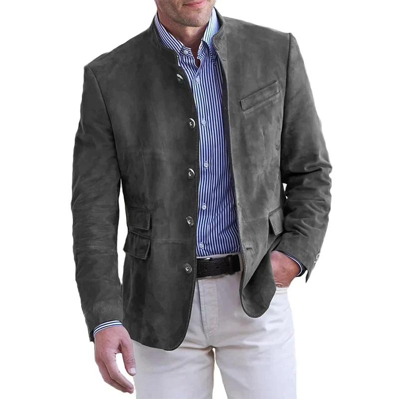 Heidi-Mode | Herren Wildleder Blazer - Mandarin Kragen & Slim Fit - Image 4