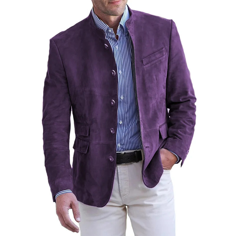 Heidi-Mode | Herren Wildleder Blazer - Mandarin Kragen & Slim Fit - Image 5