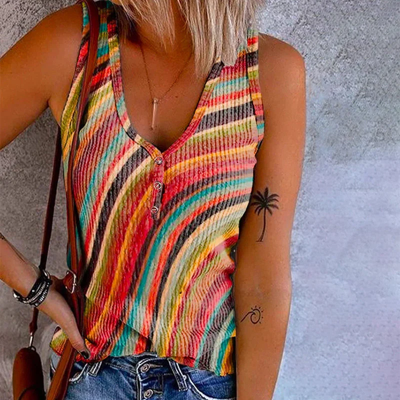 Heidi-Mode | Regenbogen Gestreiftes Tanktop
