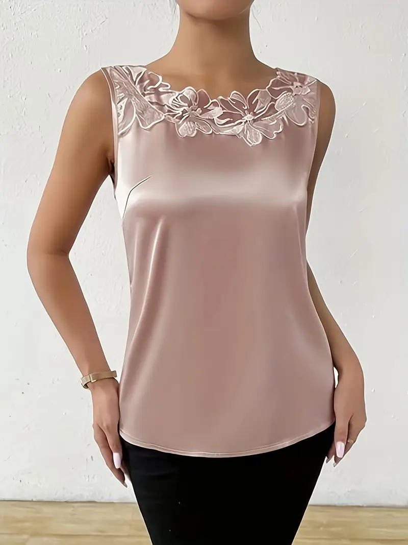 Heidi-Mode | Satin Bluse mit Blumendetail für Damen