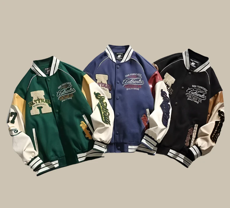 Heidi-Mode | Trendy Übergroße Weinlese Baseballjacke für Herren
