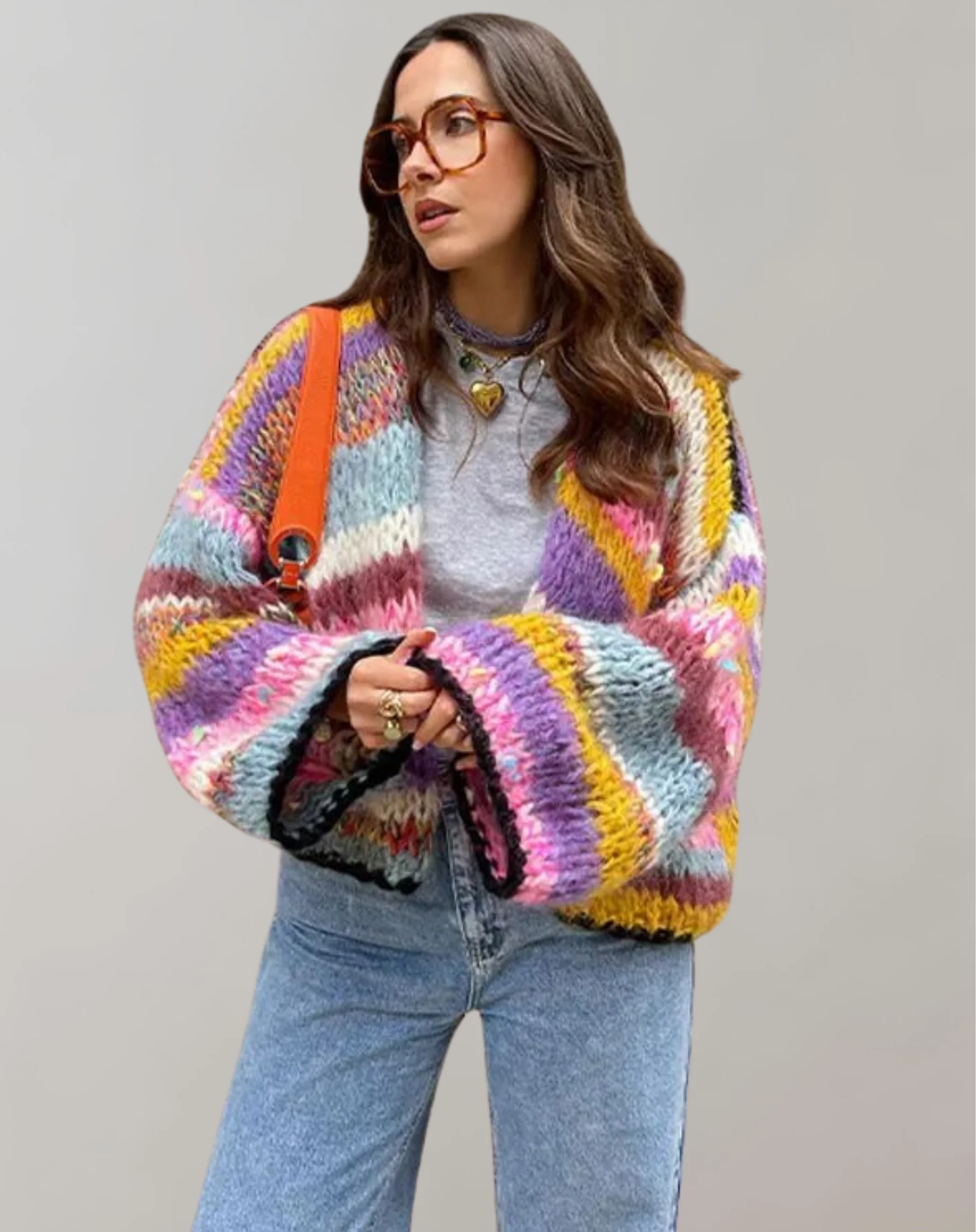 Heidi-Mode | Übergroße und Bunte Strickjacke