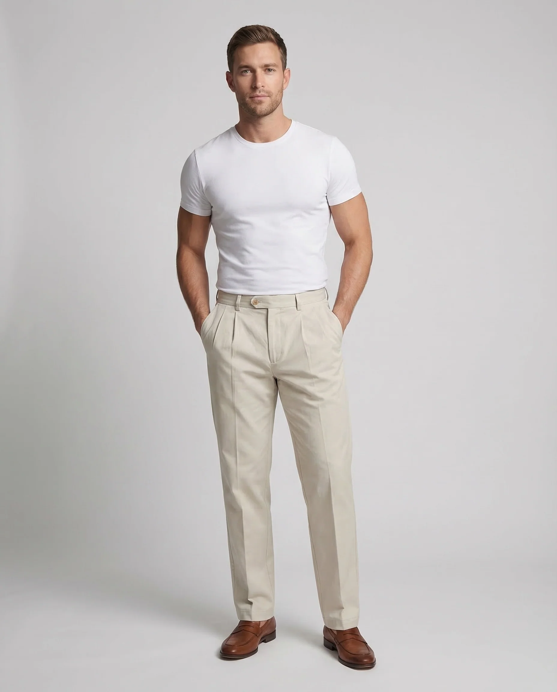 Herren Bundfaltenhose Stretch