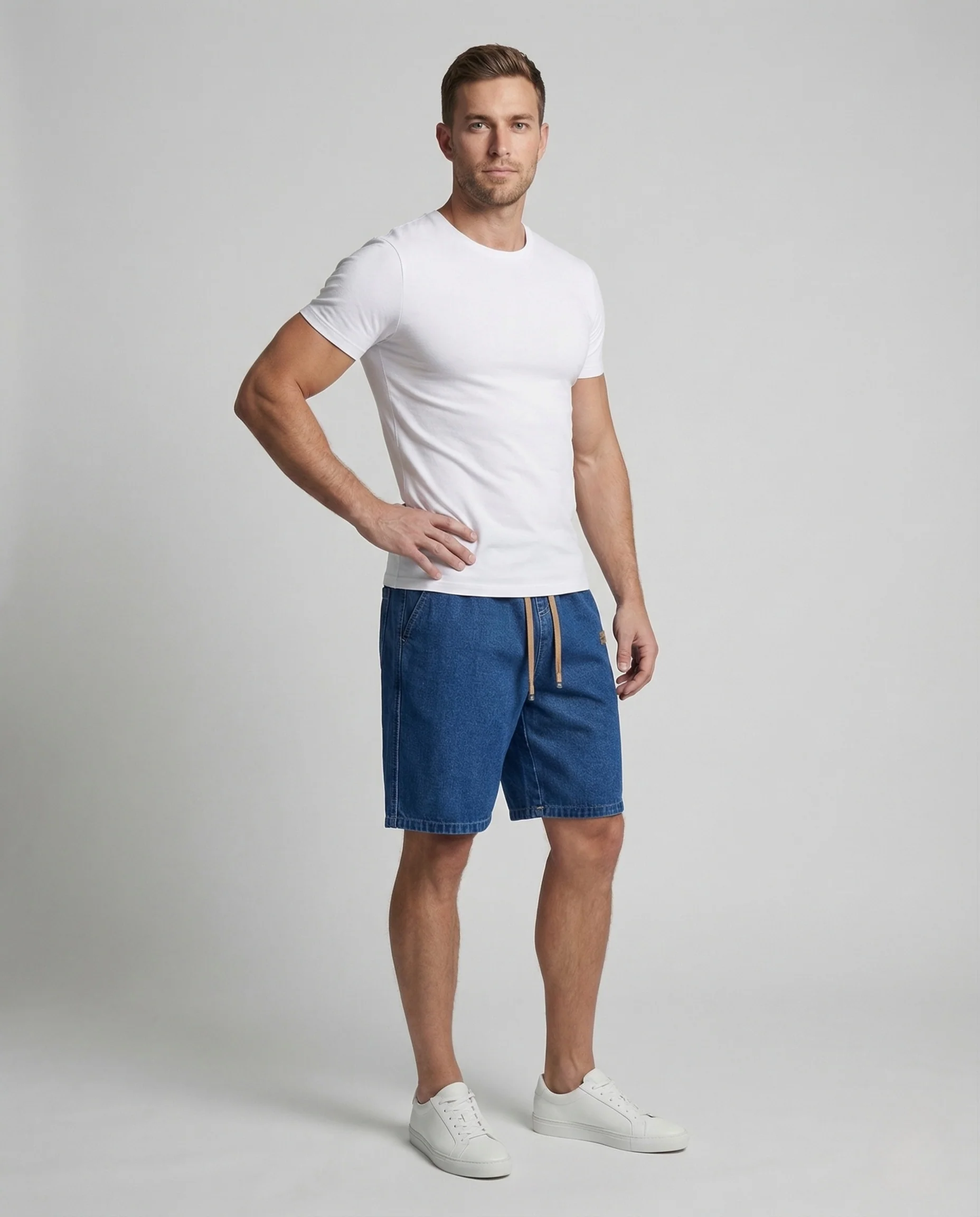 Herren Denim Shorts Tunnelzug