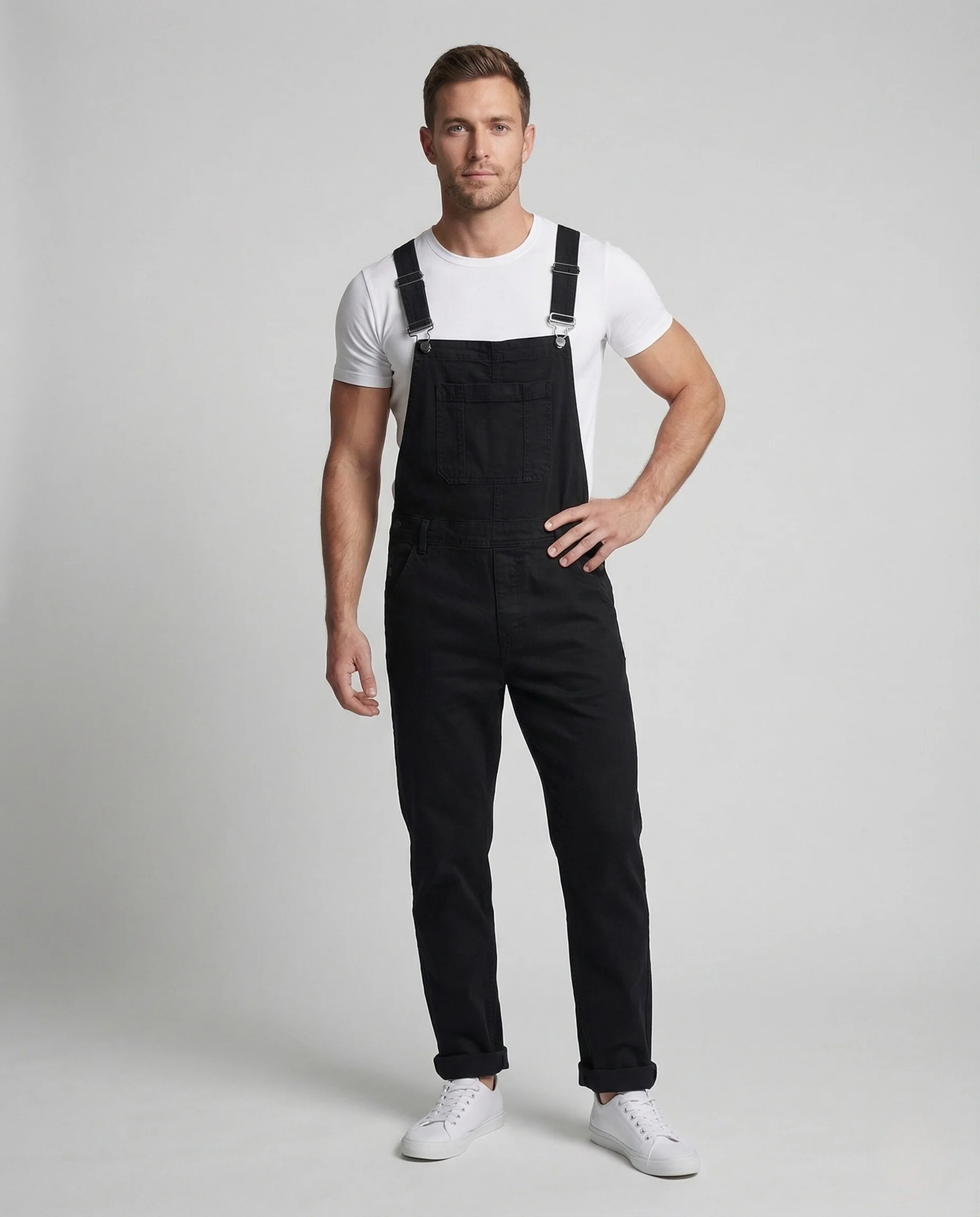 Herren Jeans Latzhose Verstellbar
