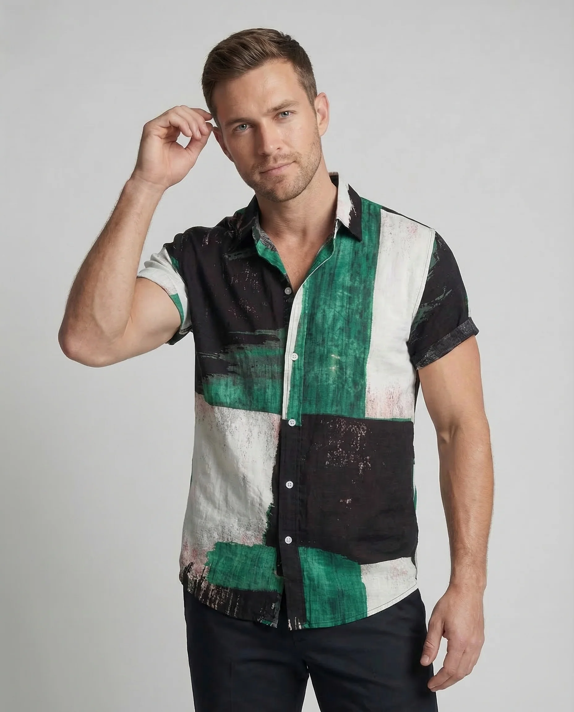 Herren Sommerhemd Print - Image 2