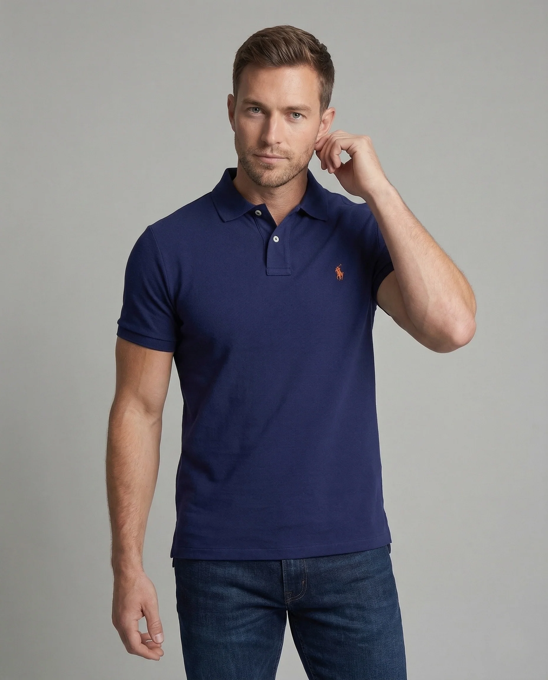 Herren Piqué Poloshirt mit verdeckter Knopfleiste und Mesh Struktur