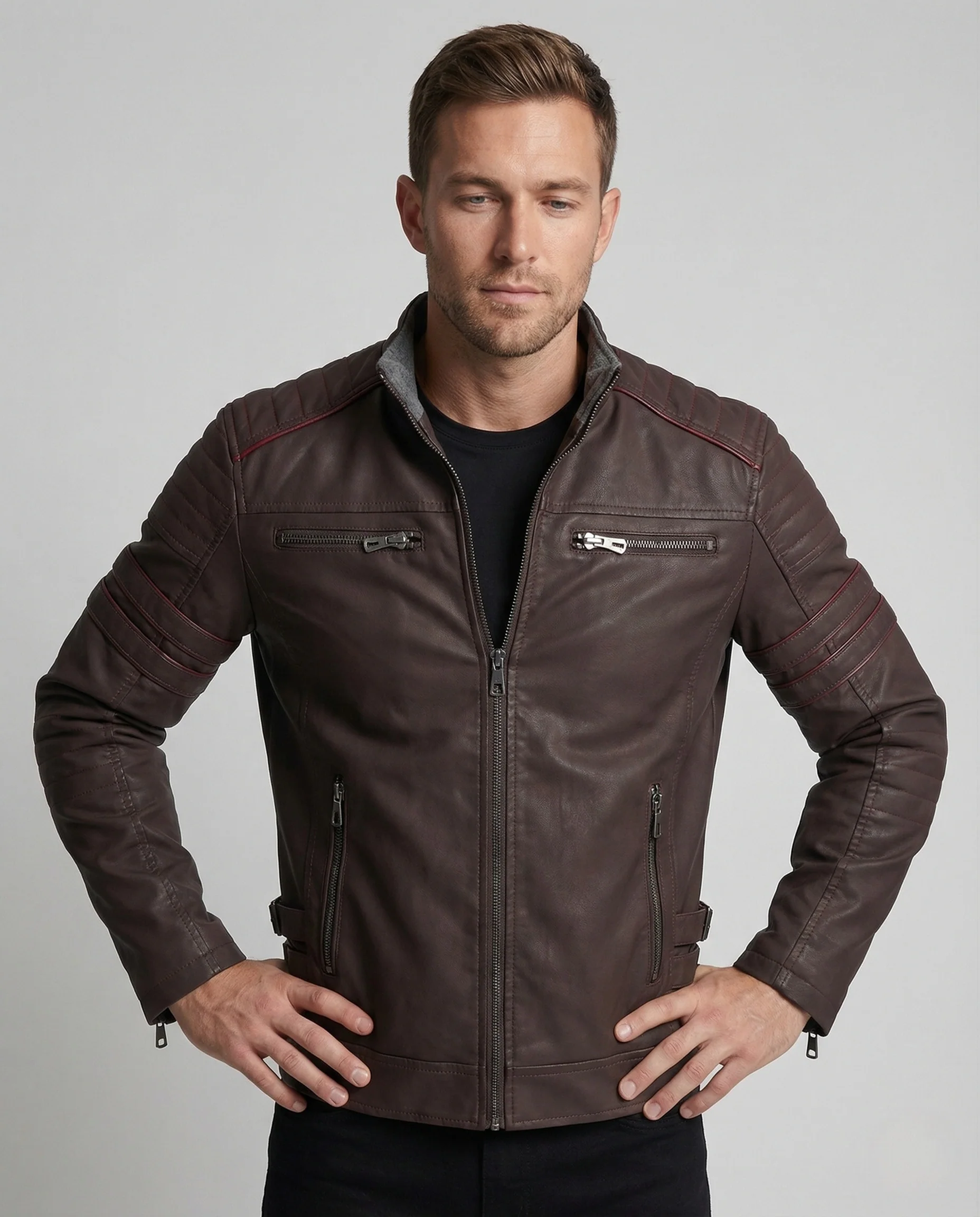 Herren Motorsport Lederblouson