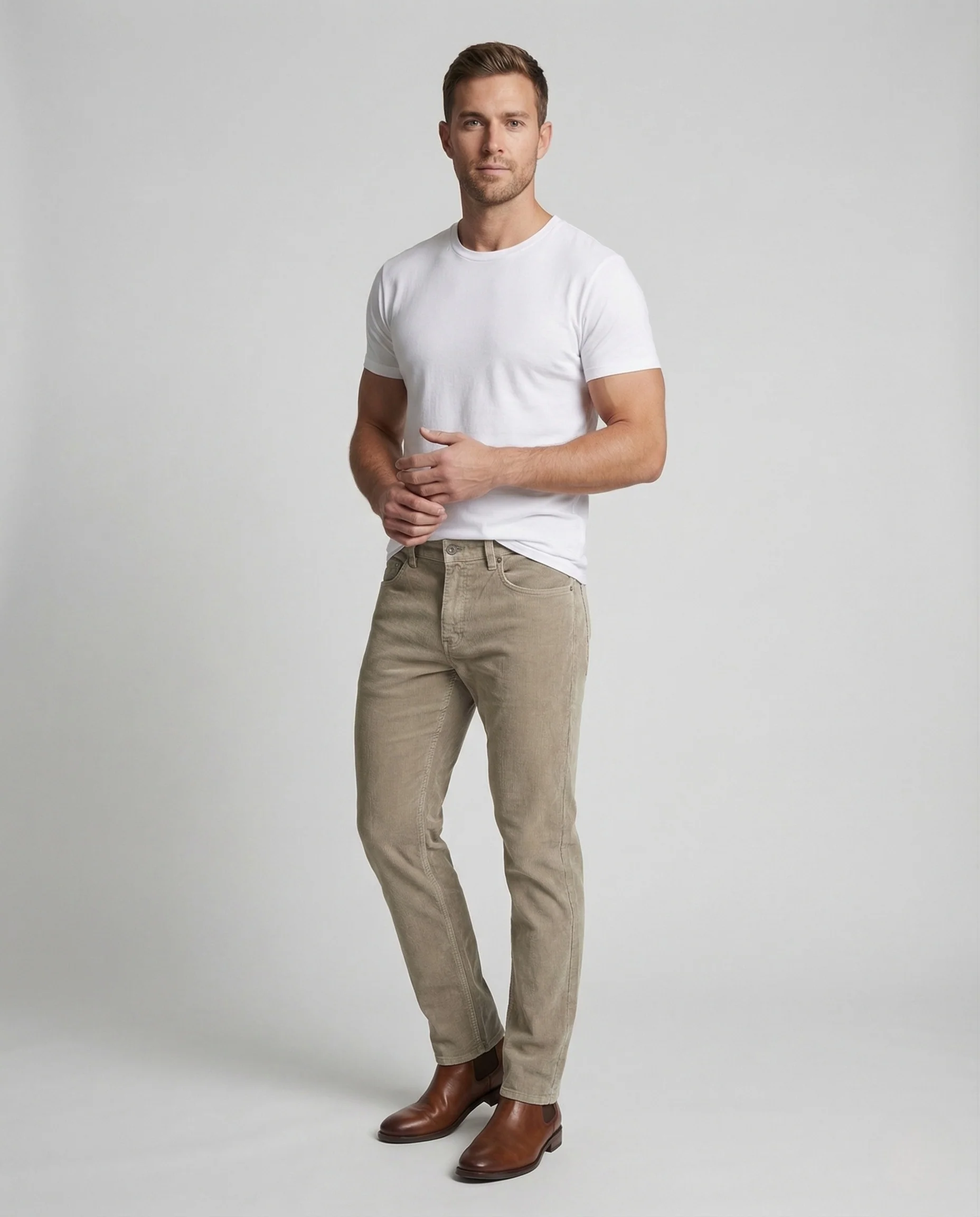 Herren schmale Cordhose Breitcord