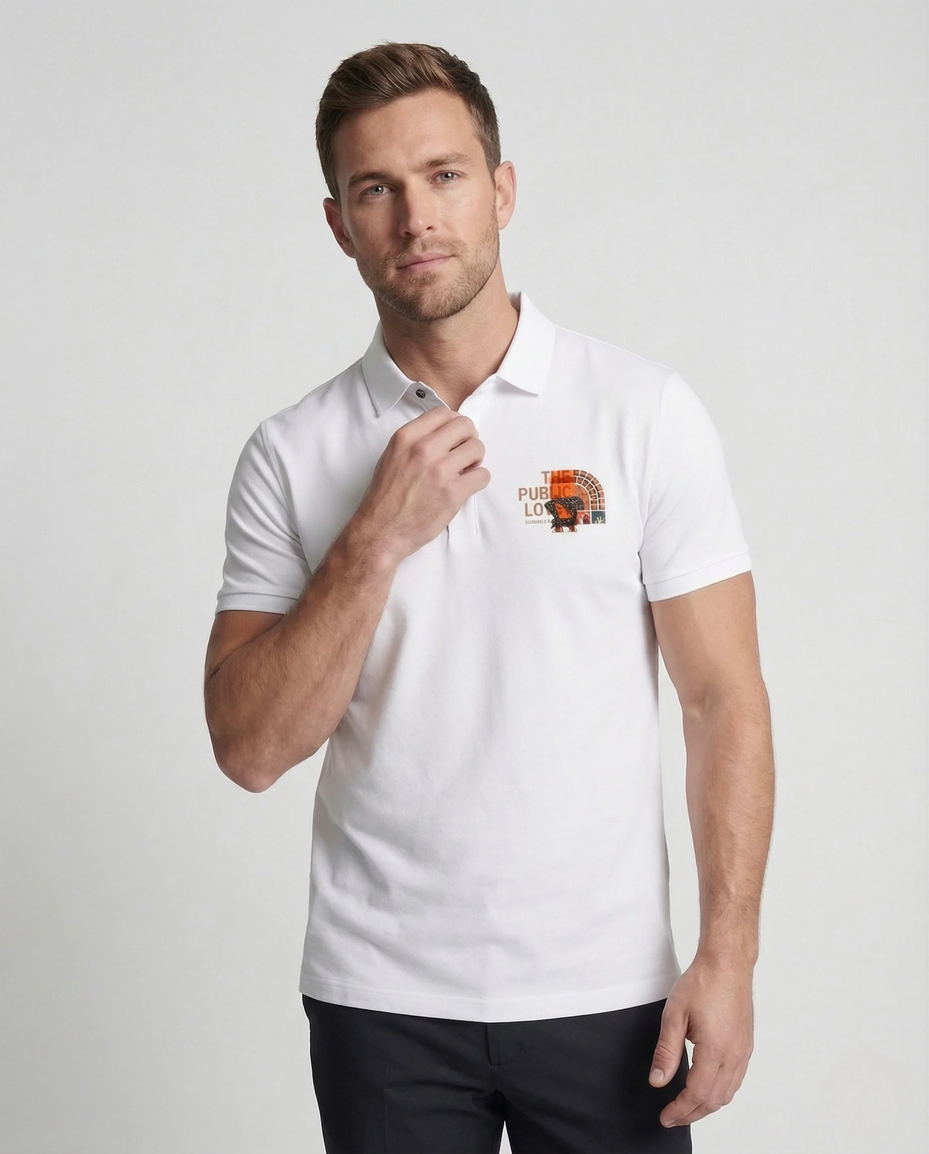 Herren Poloshirt mit Rückenprint und Boxy Fit