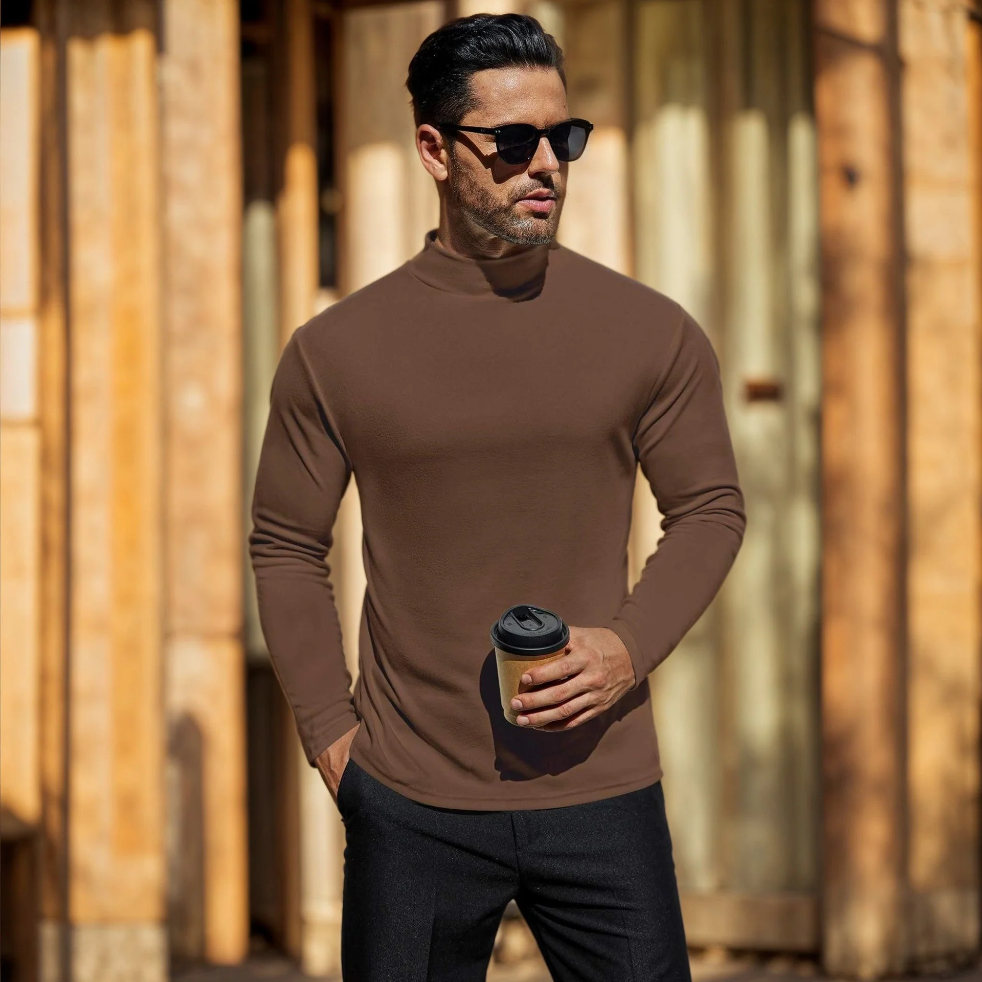 Herren Stehkragen Pullover Aus Weichem Baumwollmix Heidi-Mode