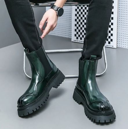 Lederstiefel mit runder Spitze Heidi Mode